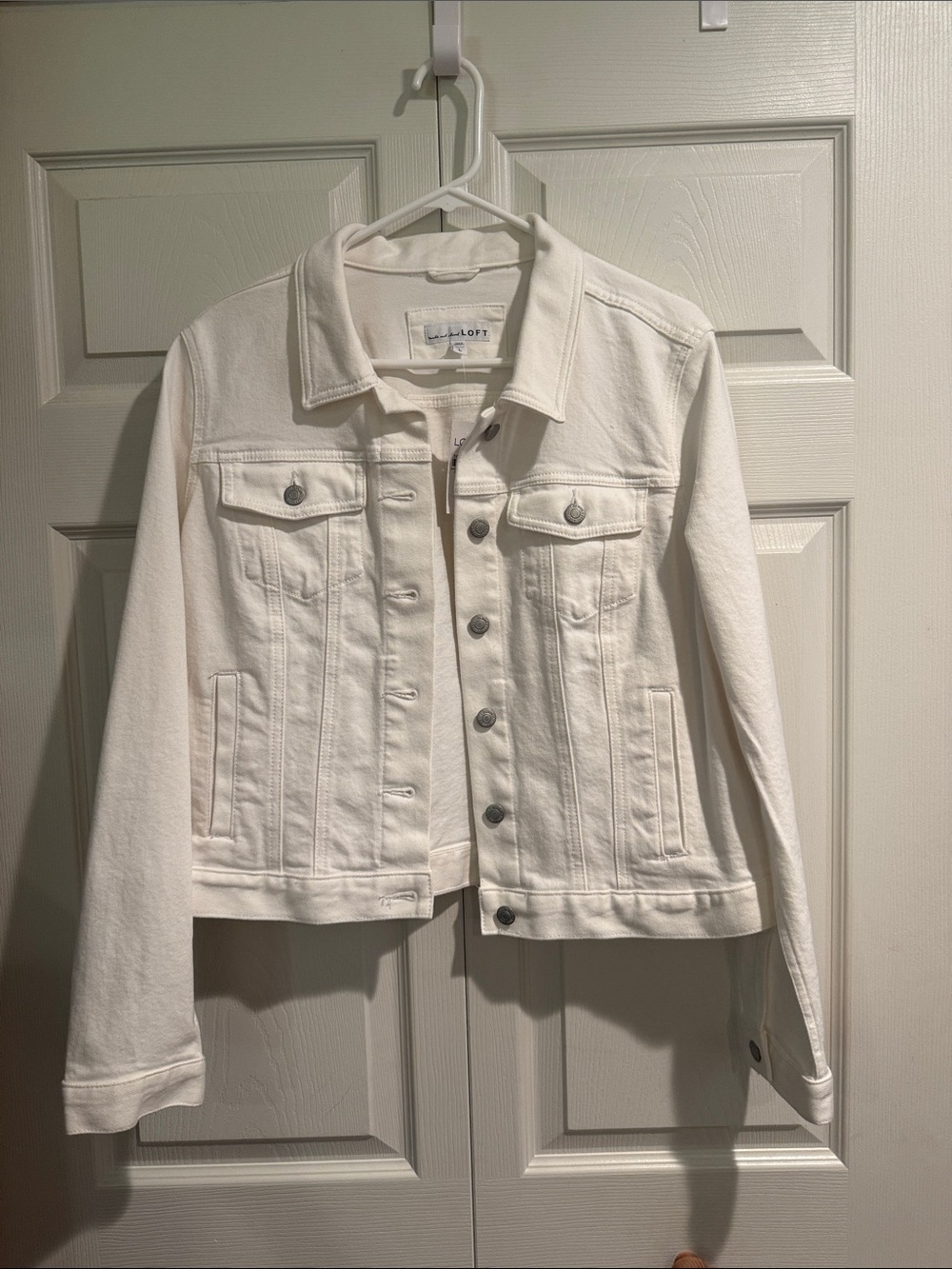 LOFT White Women’s Denim Jacket - Classic Button-Front